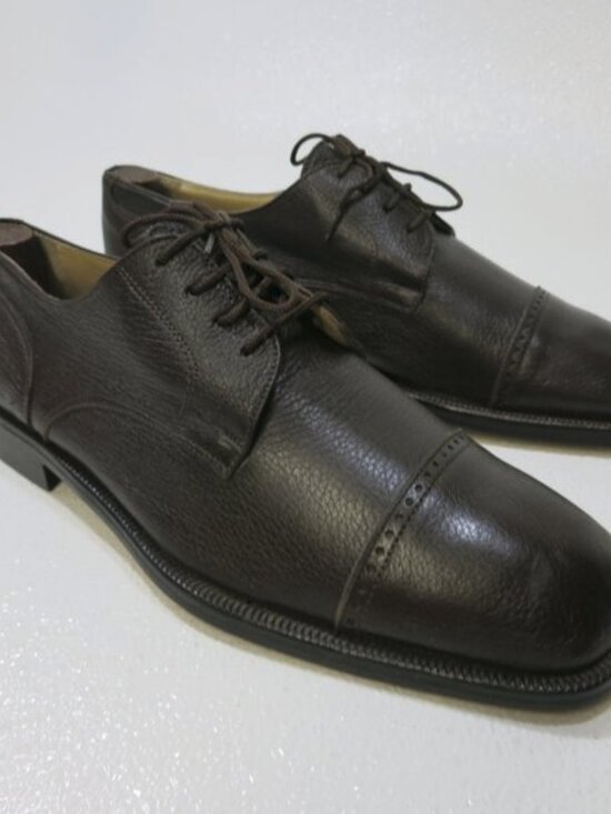 Lavoro Artigianale Pebbled Gained Leather Cap toe Oxfords Men\'s Shoes Sz 44
